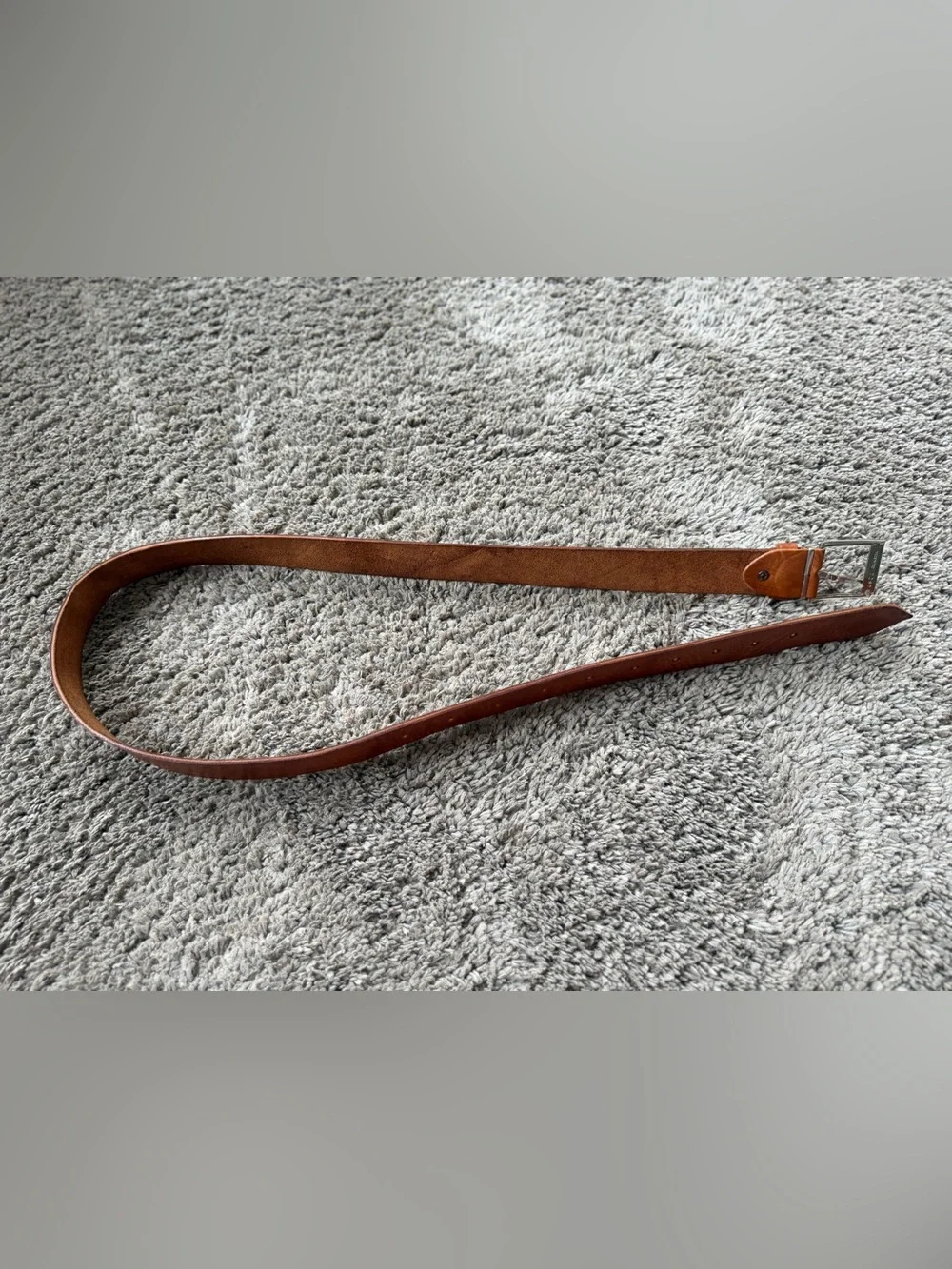 Classic Tan Leather Belt Silver Buckle Minimalist Casual Neutral US Medium